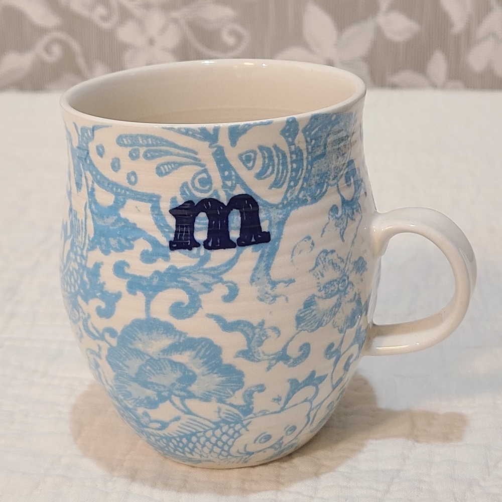 Anthropologie Homegrown Monogram Floral M Mug